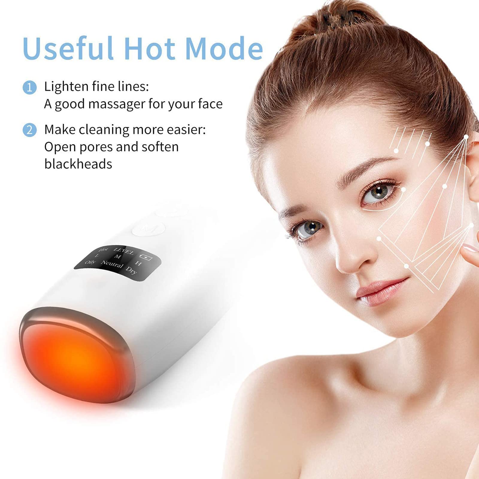 Herramienta extractora de puntos blancos para acné y comedones, extractor de espinillas de limpieza facial, limpiador de poros faciales, herramienta de succión de puntos negros, kit de extractor de