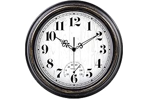 zyzamay 12 Inch Waterproof Outdoor Clock for Patio, Porch, and Pool