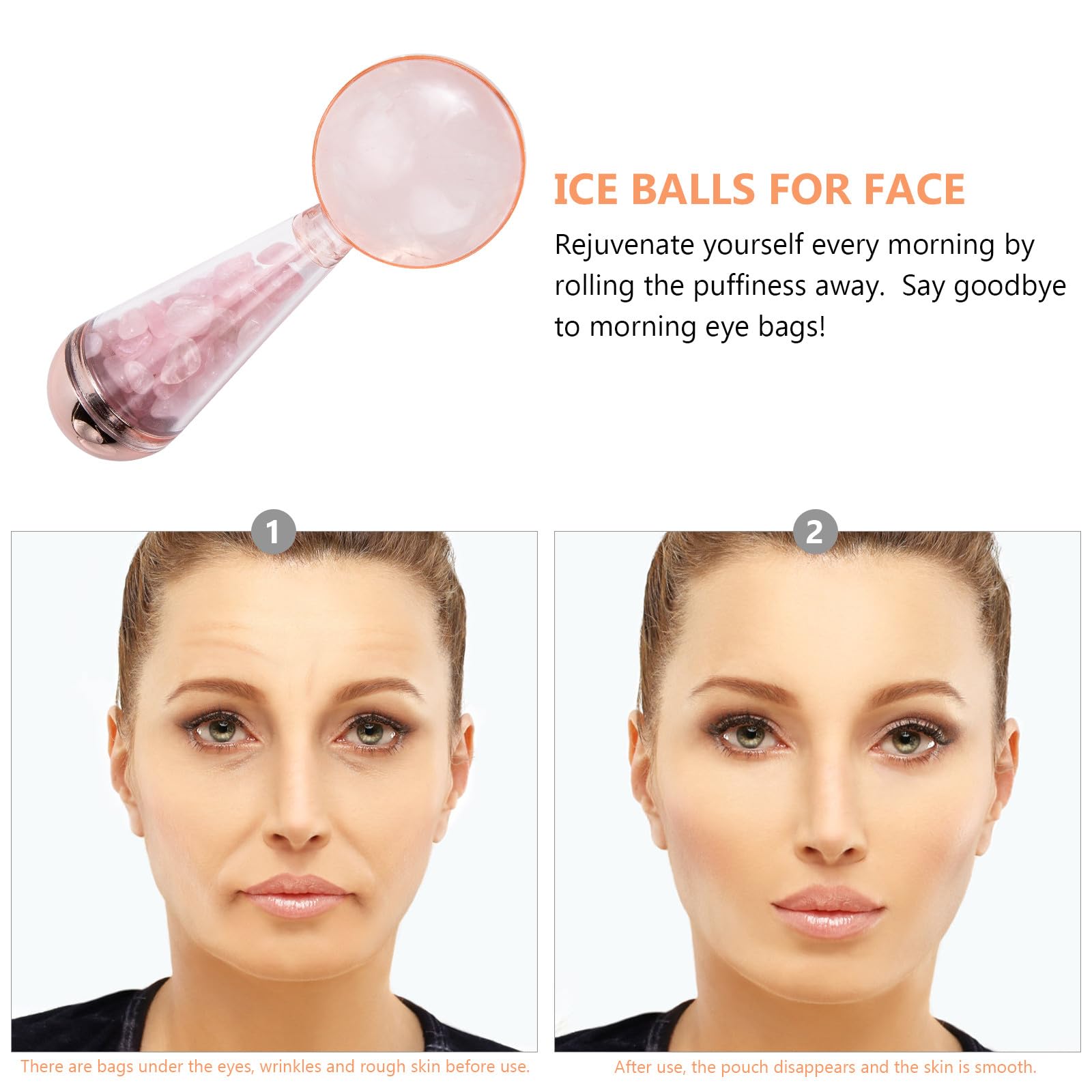 Operitacx Jade Gesichtsroller Rosa Kühlkugeln für Gesichts Massage Eiskugel zur Gesichtskühlung für Zuhause und Reiseanwendung