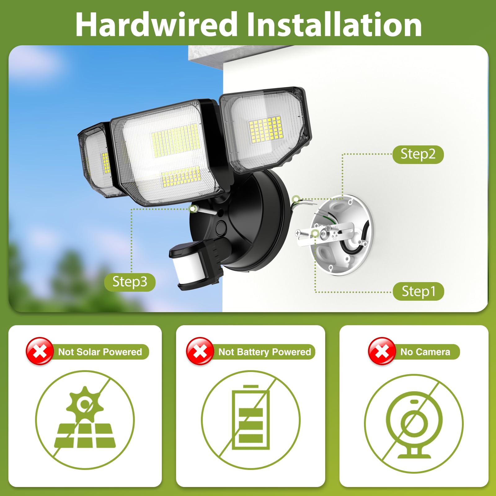 Abovizo Reflektory LED 150 W 16500 lm na zewnątrz, czujnik ruchu, światła bezpieczeństwa 6500 K, czujnik ruchu IP65, wodoodporny, reflektor od zmierzchu do świtu