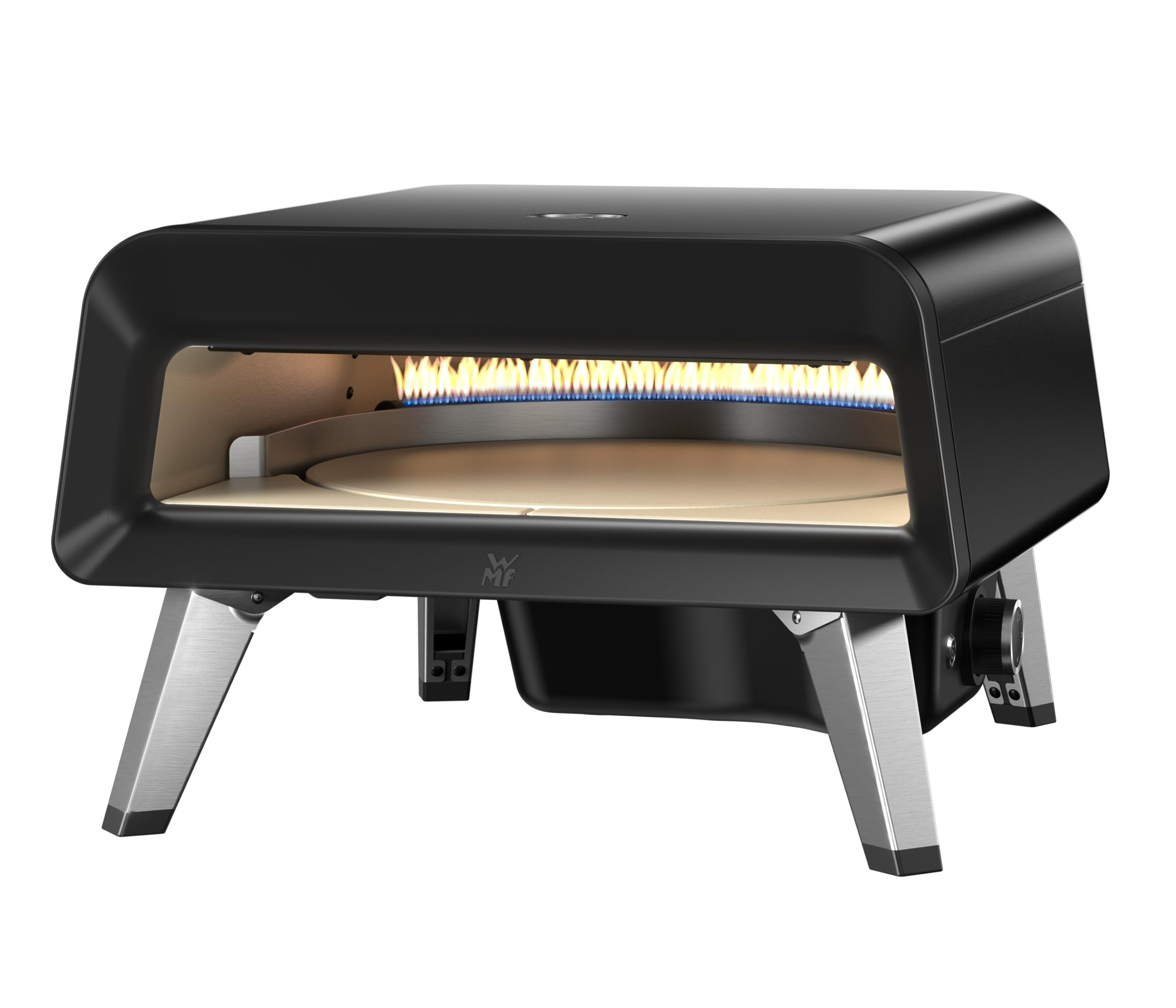 WMF Pizzaiolo Pro - Forno per pizza, temperatura di cottura superiore a 450 °C, pietra grande per pizza (Ø 40 cm), meccanismo di rotazione automatico, monitoraggio della temperatura integrato per