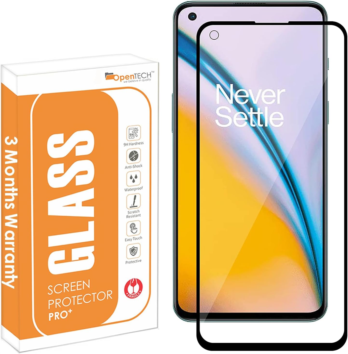 OpenTech® Military-Grade Tempered Glass Screen Protector Compatible for OnePlus Nord 2, Nord 2T and Nord CE (6.43 Inch) with Edge to Edge Coverage and Easy Installation kit