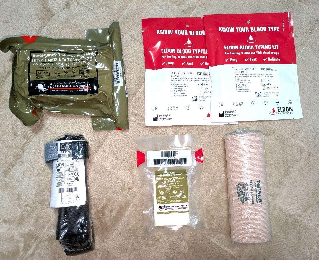 TCCC装備 NAR社戦術止血帯Sガーゼ 血液判別キット NAR社ETD戦術