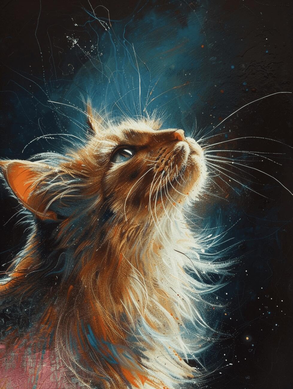 AMBATTERY Animal DIY Bead Embroidery Kits Fantasy Cat Bead Embroidery Kit for Adults Needlepoint Tapestry Set Beaded Stitching 40x50cm