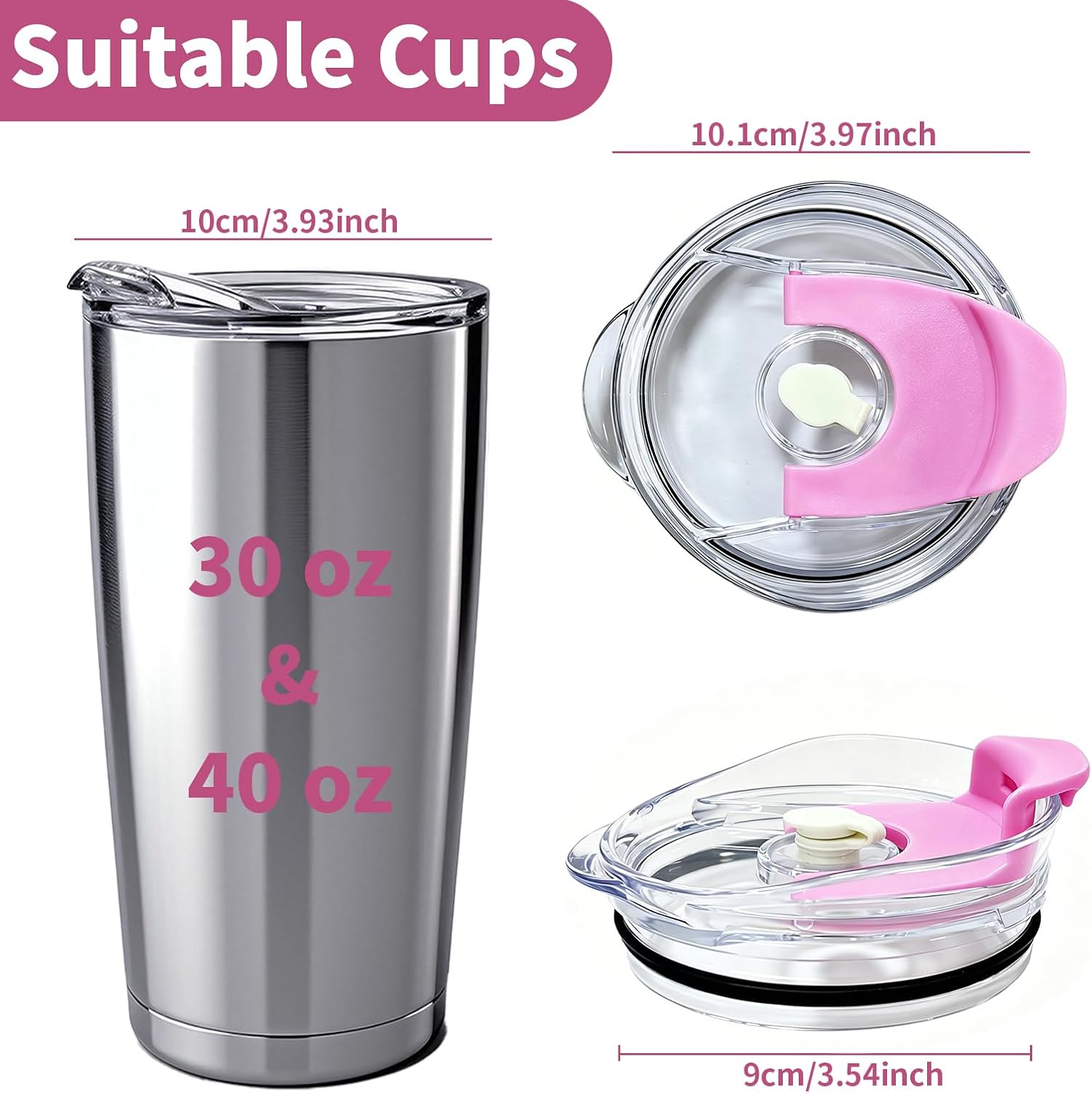 30/40 oz Tumbler Replacement Lids,2pack Spill Proof Straw Lids image 3
