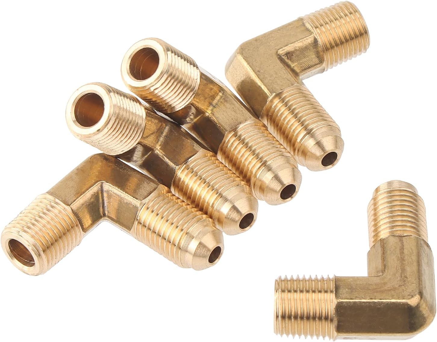 LTWFITTING Brass Flare 3/16" OD x 1/8" Male NPT 90 Degree Elbow Tube Fitting (pack of 5)