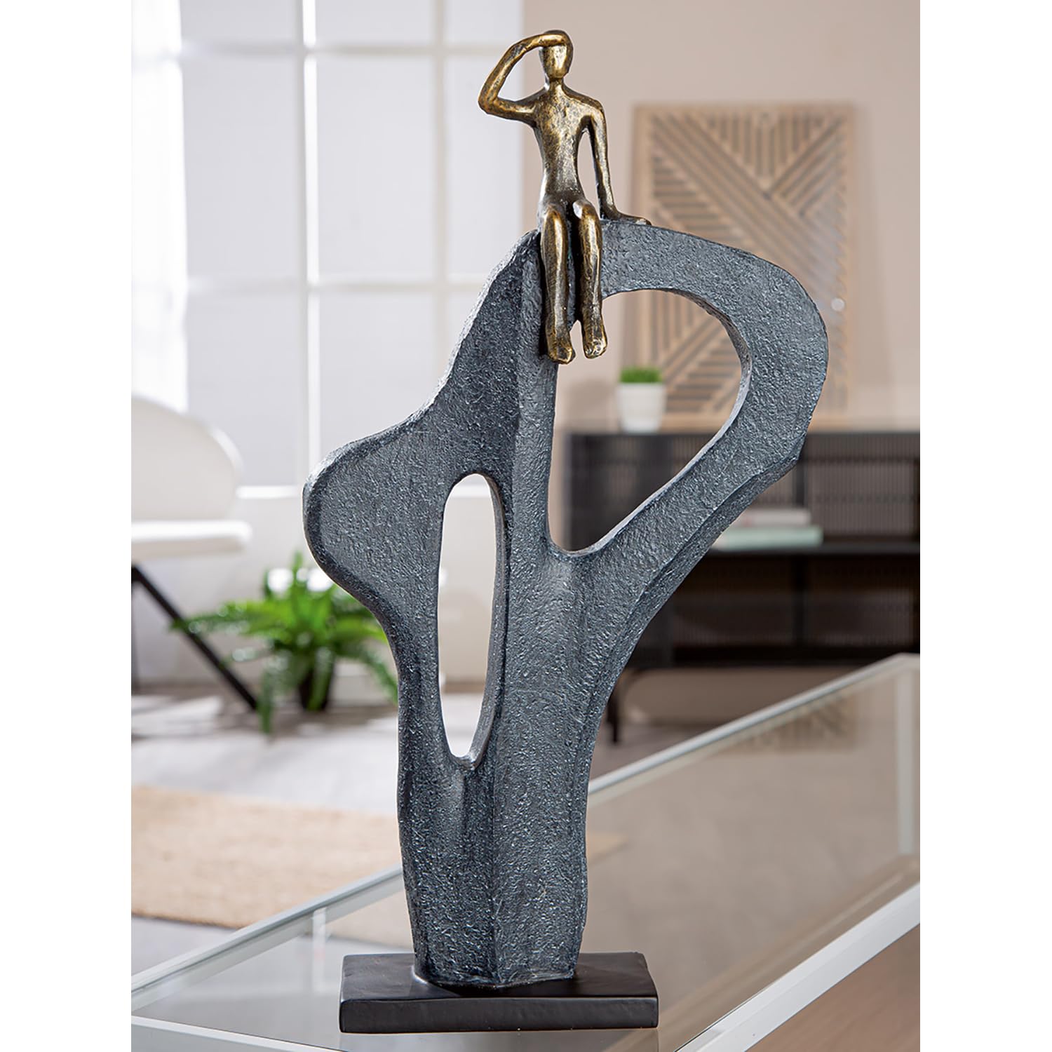 Casablanca Statue Regard au Loin, Résine Bronze 47 cm