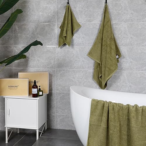 Vista 228 de SEMAXE - Juego de toallas de baño grises, 2 toallas de baño, 2 toallas de mano, 4 toallas faciales, toalla 100% algodón para baño, toalla suave