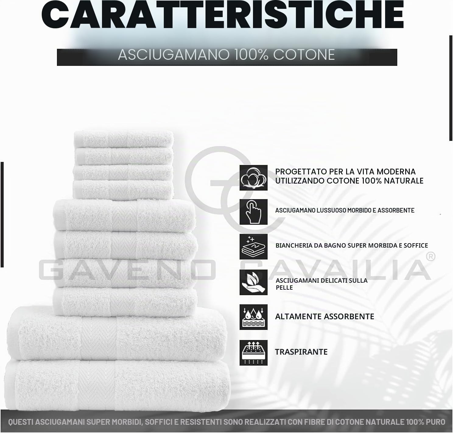 AZZORO Set di Asciugamani Toronto, 10 Pezzi, con 4 Facce, 4 Mani e 2 da Bagno, in Cotone, Bianco