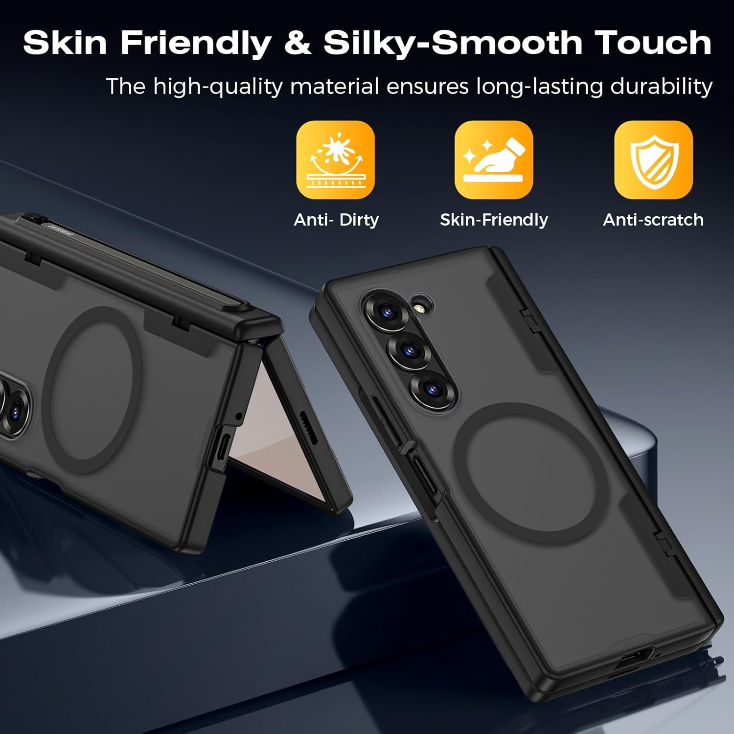 VEGO for Z Fold 6 Case with S Pen Holder[Compatible with Magsafe][Built-in Screen Protector][Hinge Protection]Anti-Peeping Hard PC Cover Full Body Shockproof Privacy Case for Galaxy Fold 6 2024(Black)