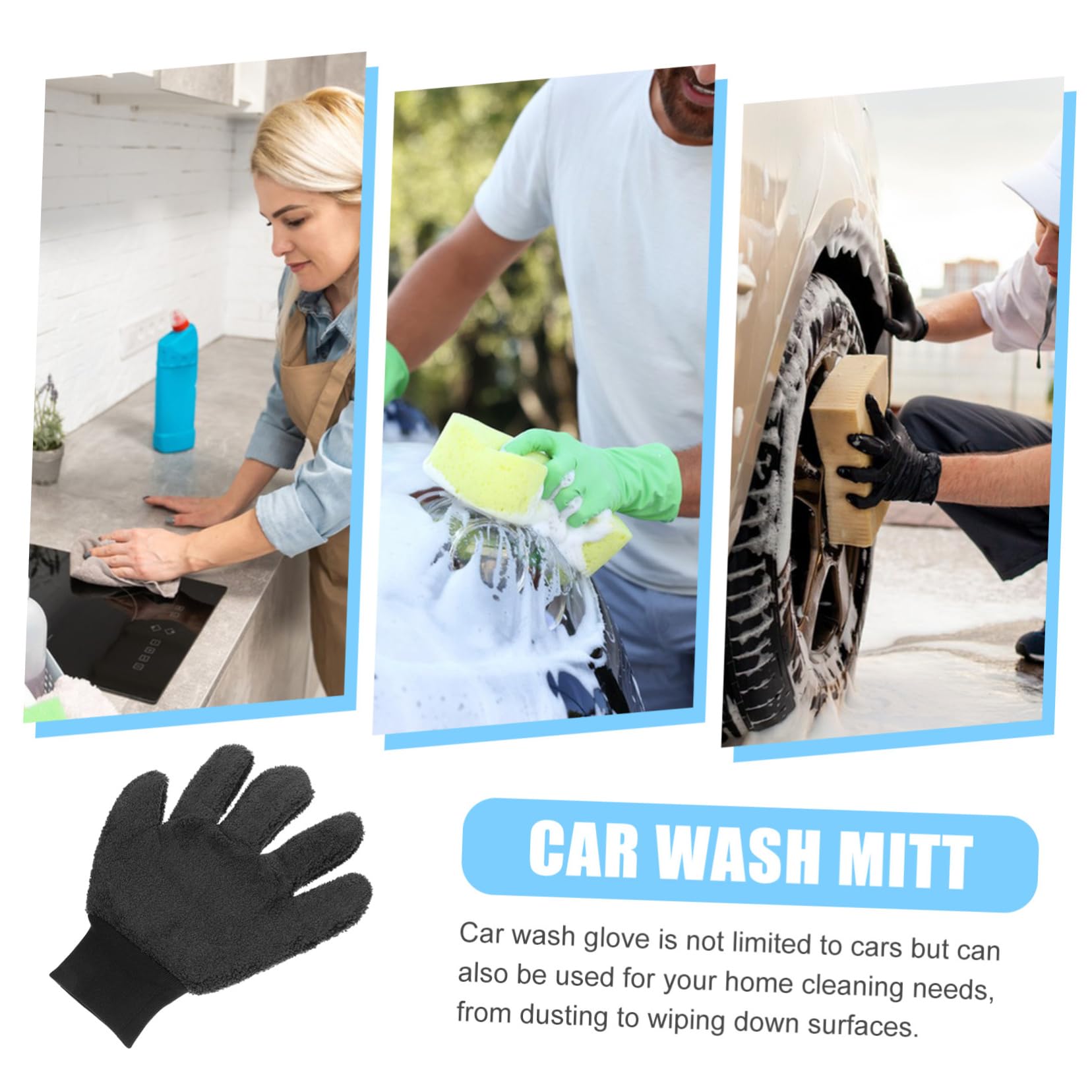 ULTECHNOVO 3pezzi Guanto Per Lavaggio Auto Microfibra Guanto Da Pulizia e Scratch Esterni Veicoli Design Leggero e Portatile Versatile Per Uso Domestico e Auto Facile Da Utilizzare e