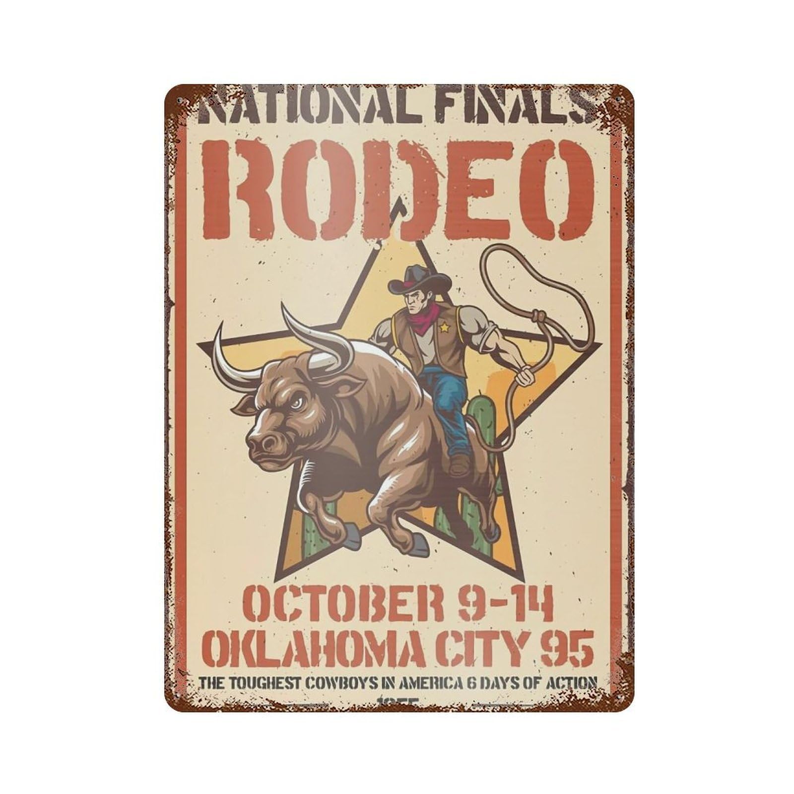 YHGERTKU Vintage Rodeo Wall Art Retro Iron Vintage Metal Tin Sign Poster Modern Decor for Living Rooms Gift 40x30cm
