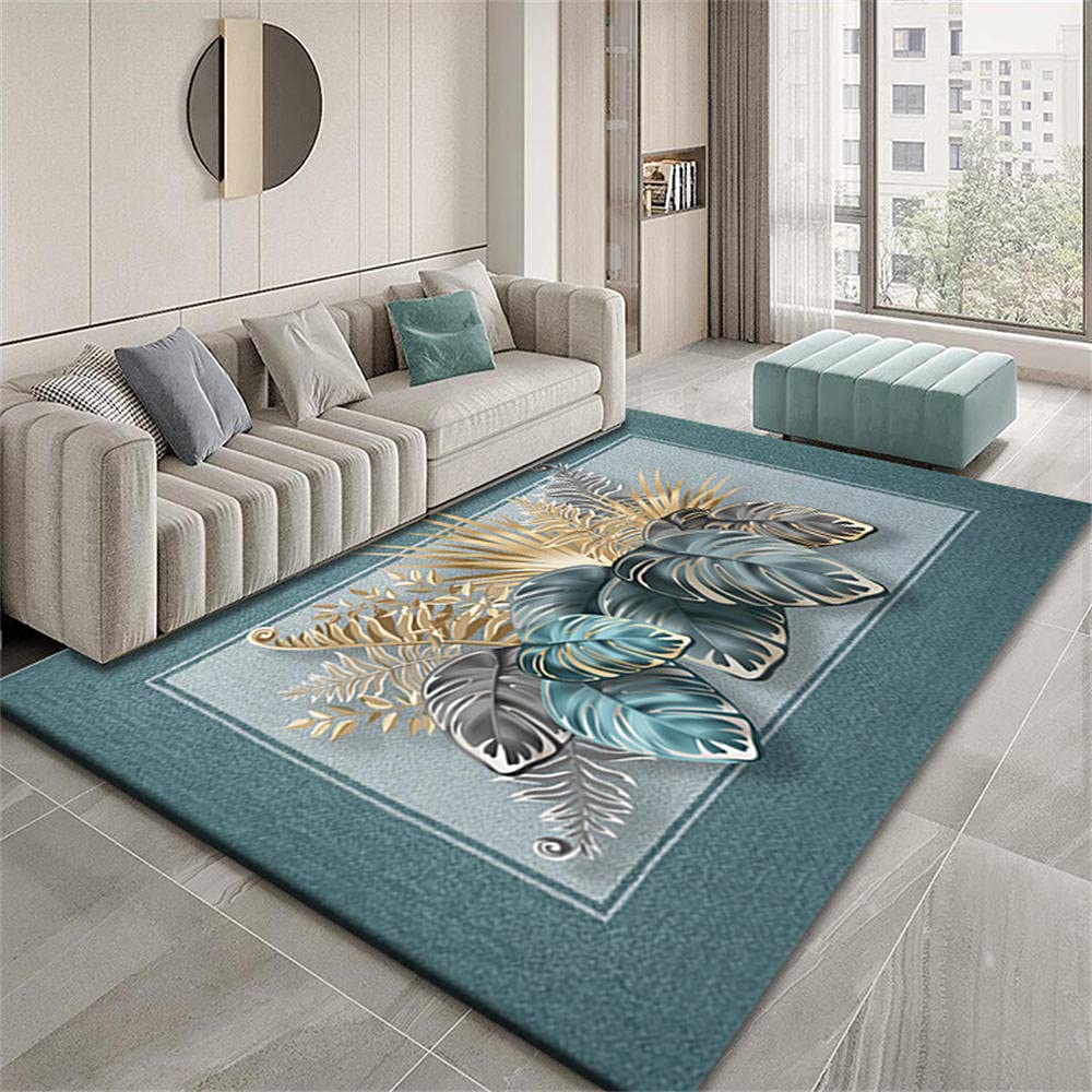 Tapis de salon poil ras 100x150cm abstrait gris bleu tapis chambre enfant