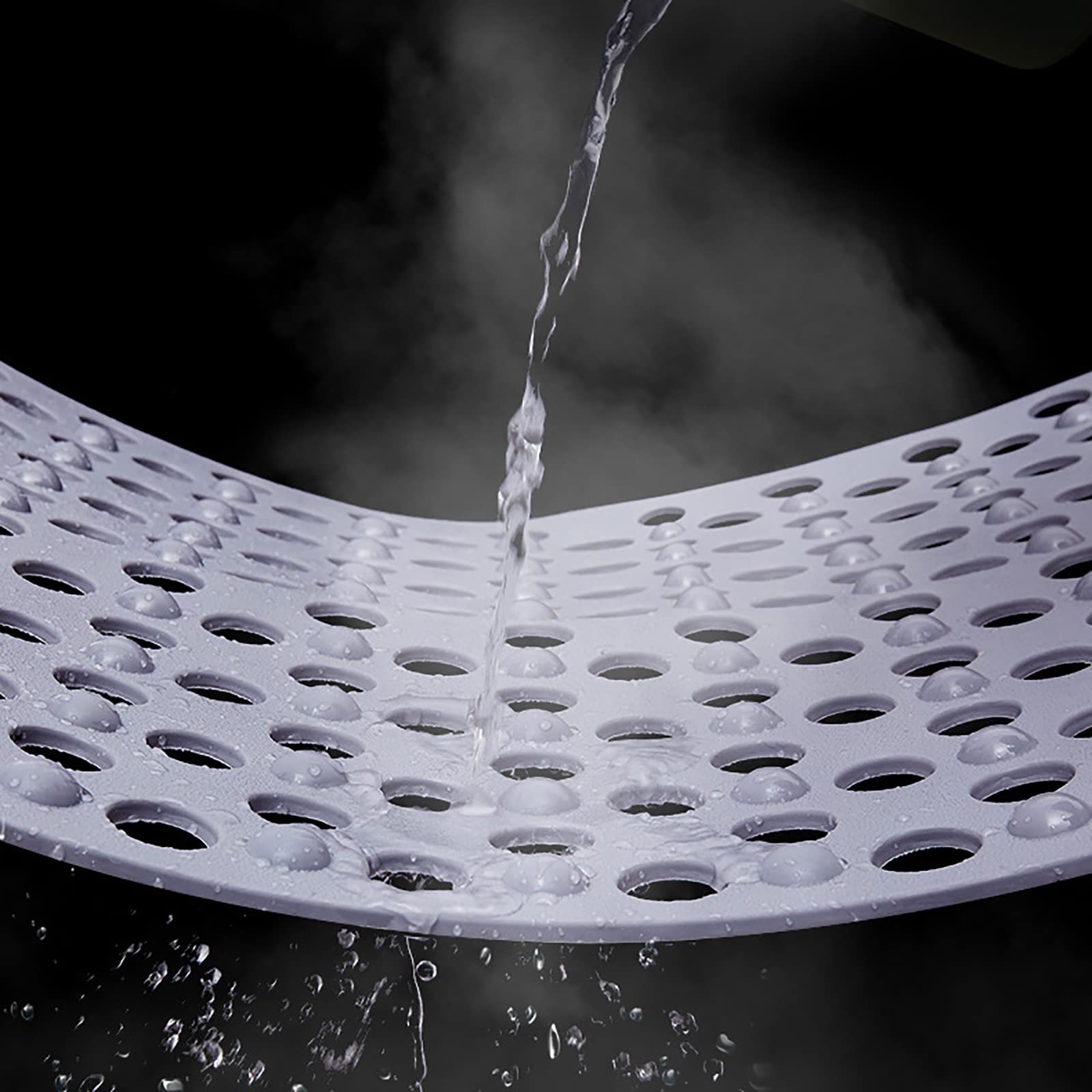 Tapis de bain antidérapant extra long en TPE lavable en machine avec ventouses antidérapantes et trous de drainage 57 x 86 cm
