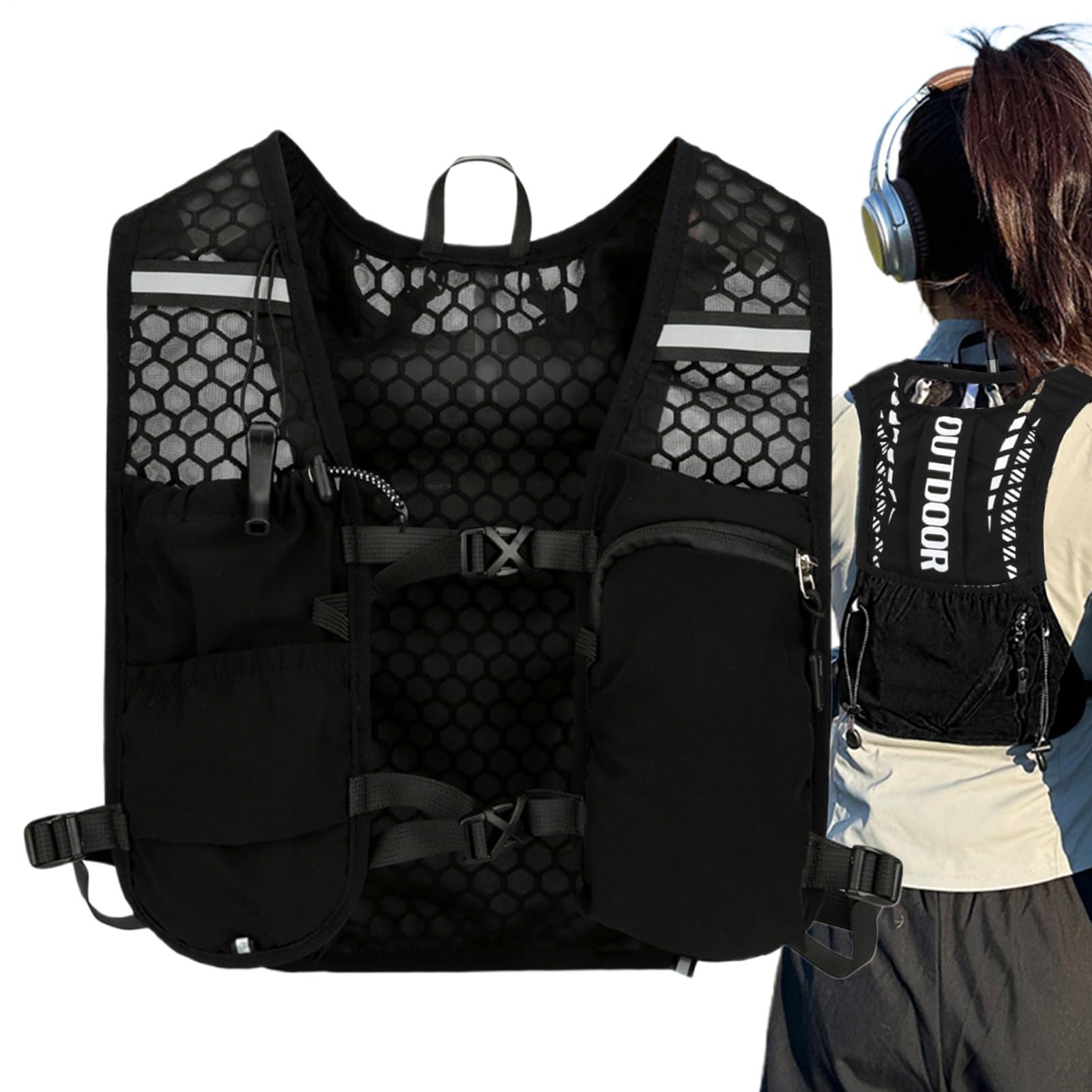 Gilet de course, gilet d'hydratation, Gilet de course d'hydratation, Réflexion, réglable, équipement sportif pour l'entraînement au gymnase Jogging Randonnée à pied de la randonnée