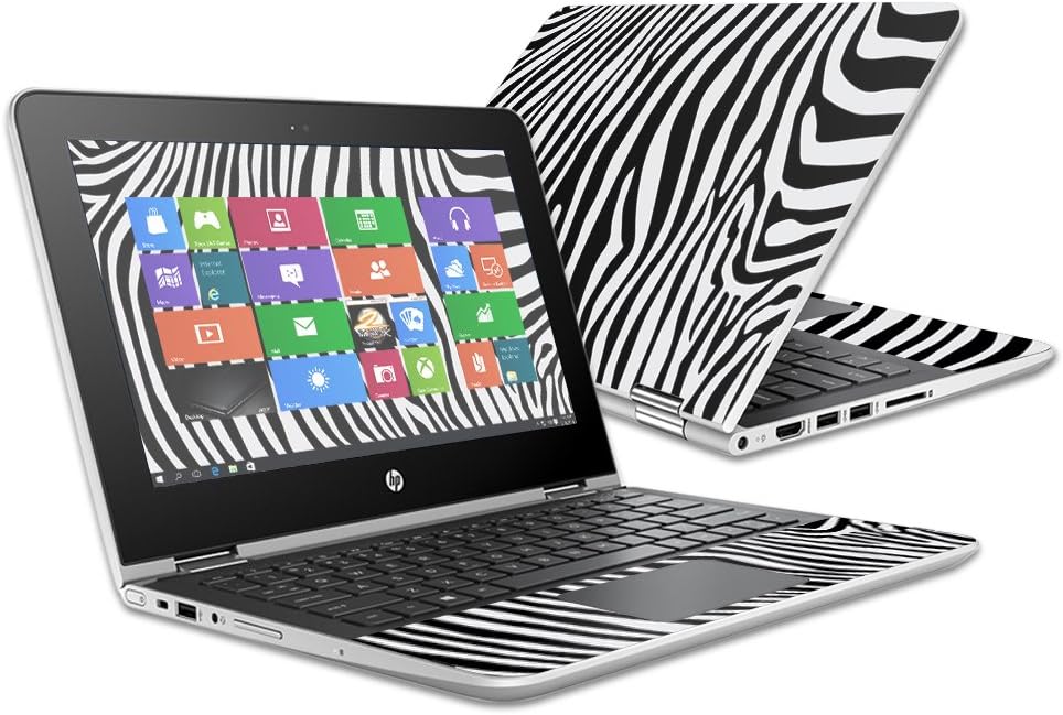 MightySkins Skin Compatible with HP Pavilion x360 11.6" (2016) wrap Cover Sticker Skins Black Zebra
