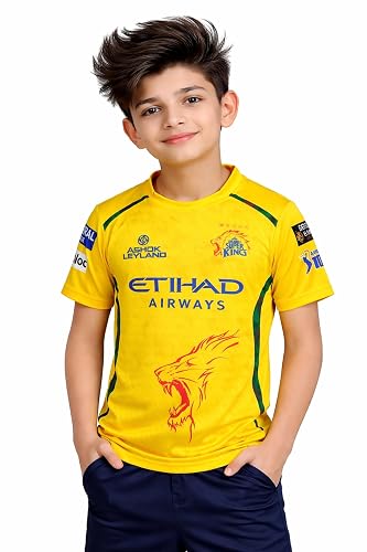 New CSK Jersey 2026 Dhoni 7 Yellow Tshirt for (Kids&Men&Boys)(5-6Years)
