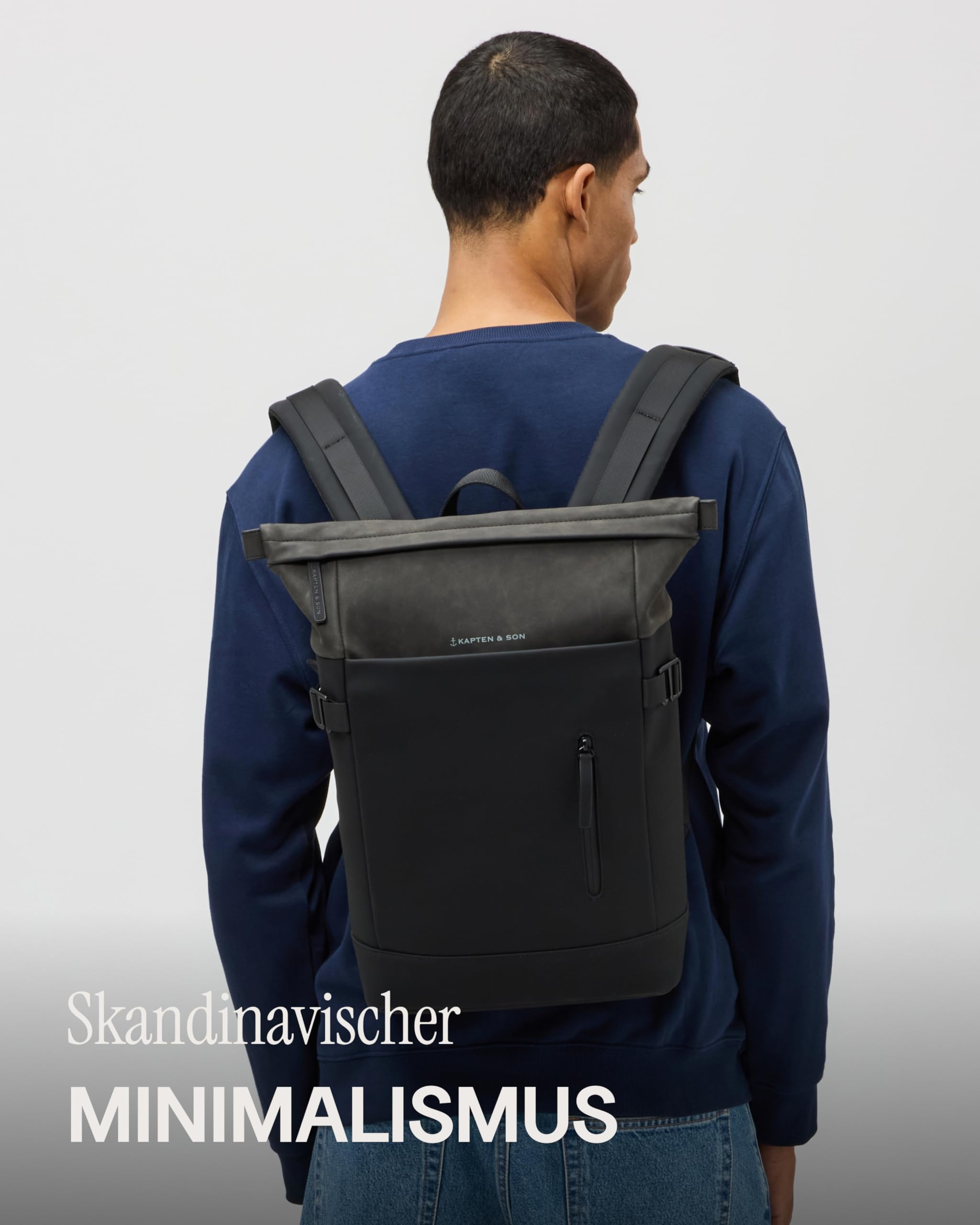 Kapten & Son Rucksack Aarhus 14 L | Rucksack Damen & Herren | Rolltop Rucksack mit 14" Laptopfach | Backpack ideal für Reisen, City, Uni, Arbeit | wasserabweisend