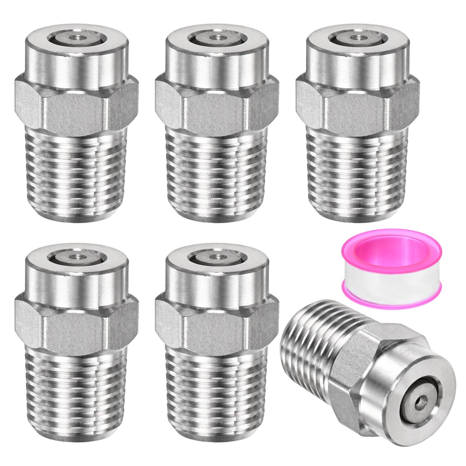 TIXIPEM 1/4IN Male NPT 0 Degree Surface Cleaner Tips [6PCS] - Pressure Washer Nozzle Cleaner Nozzle Replacement Use for Water Gun & Water Broom - [Stainless Steel-1.156MM Orifice] — image 1