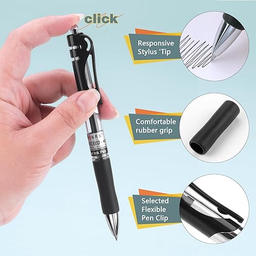 Miniatura 3 de Bribobo Bolígrafos de gel de punta fina, bolígrafos de escritura suave, bolígrafos retráctiles de tinta negra para suministros de oficina escolar,