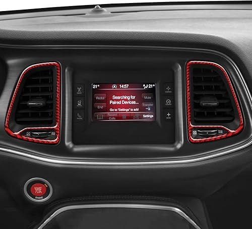Miniatura 5 de BRMYL Calcomanías de salida de aire para consola central de automóvil, accesorios para Dodge Challenger 2015-2023, calcomanías de fibra de carbono