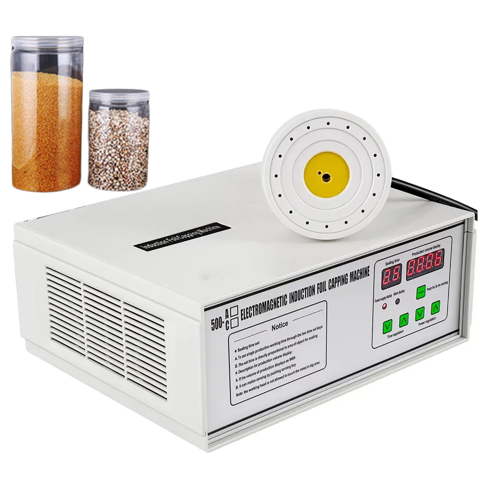 ZMJGLL Electric Induction Sealing Machine, 20-130mm Cap Sealer with Dual Display, Heats Evenly 5-20pcs/min, for Beverage Industries,cosmetic
