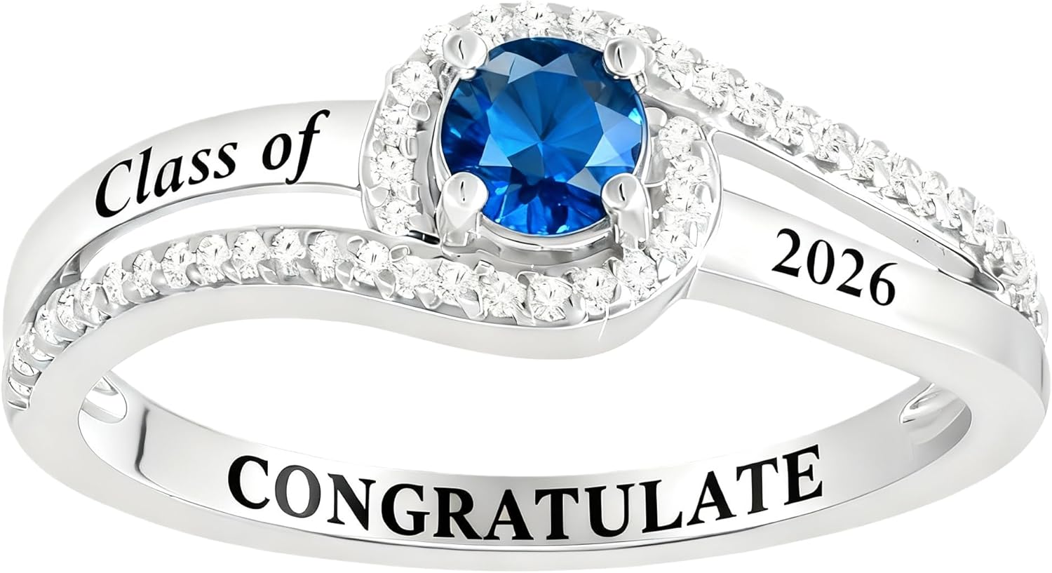 Class Rings for Women High School and College Graduates, 925 Sterling Silver Graduation Ring Personalized, High School Rings for Women 2026, Birthstone Women's Class Ring