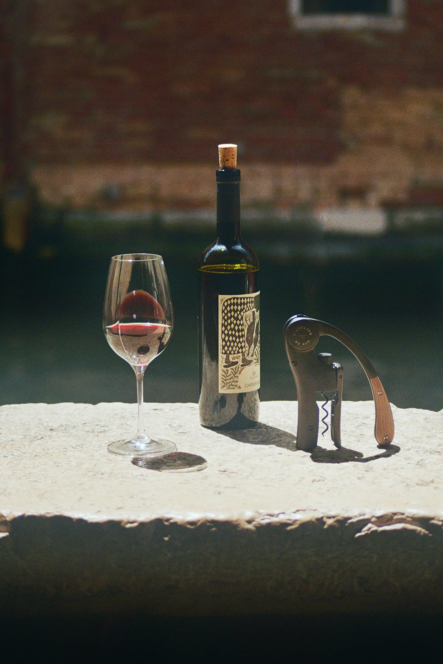 L’ATELIER DU VIN – Oeno Motion Wood & Black – Tire-Bouchon à levier - Noir