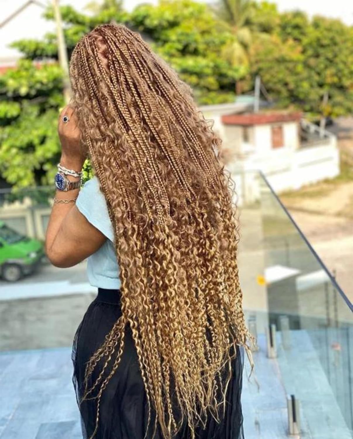Crochet Boho Goddess Box Braids Platinum blonde Blonde Boho Braids Tutorial Using Deep Curl Hair | TikTok main image 2