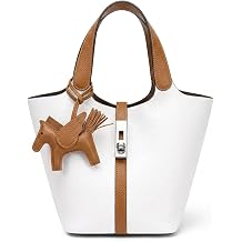 Tote Bag for Women Vegan Leather Bucket Purse for Women Top Handle Handbag Shoulder Bag with Detachable Small Purse