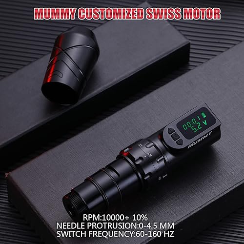 Miniatura 5 de Mummy Anubis - Máquina de tatuaje con 6 tiempos ajustables 2.2, 2.4, 2.8, 3.3, 3.7, 0.165 in 2000 mAh batería (Anubis con batería adicional)
