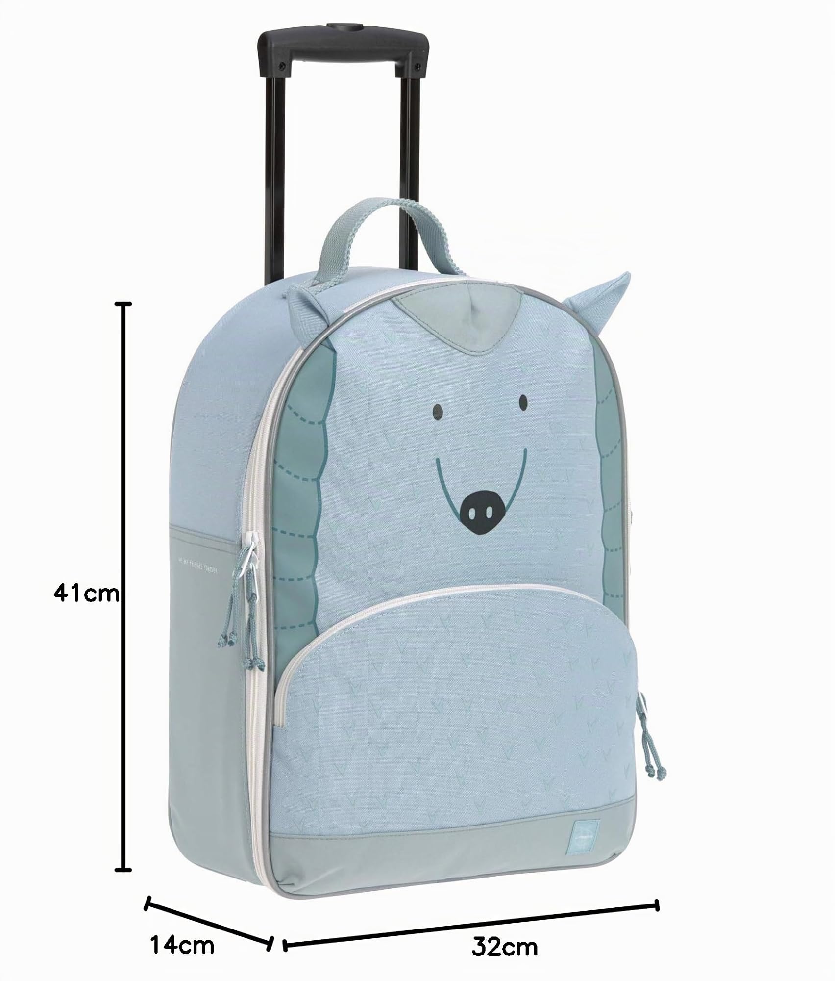 LÄSSIG Kinderkoffer Trolley Reisekoffer mit Teleskopstange und Rollen ab 3 Jahre, 45 cm, 17 L/Trolley About Friends, Lou Armadillo