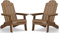Vista 35 de MXIMU Silla Adirondack plegable para exteriores: fácil de montar y cómodas sillas Adirondack, juego de 2 sillas de plástico compuesto para todo tipo
