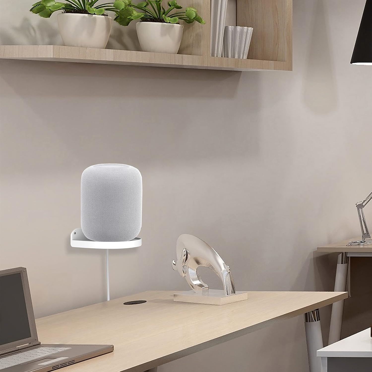 For Apple Homepod 1/2 Holder, Apple Homepod 1/2 Wall Mount Stand Accessory with Integrated Cable Management, Smart Home Speaker Accessory Rack (White, JT01) 1PSC image 5