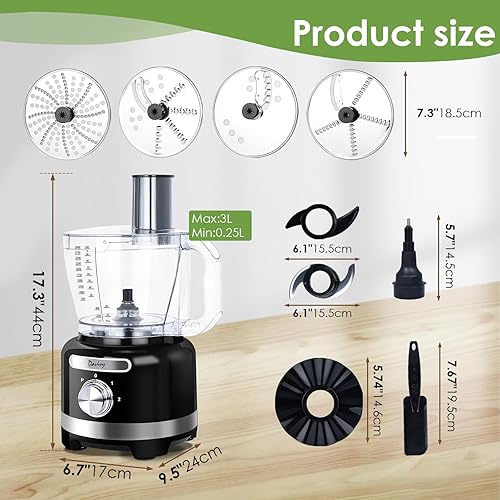 Miniatura 9 de Davivy Procesador de alimentos de 16 tazas, 9 en 1, multifunción, 3.8 L, para rallar queso, picar, emulsionar, triturar, rebanar, masar para uso