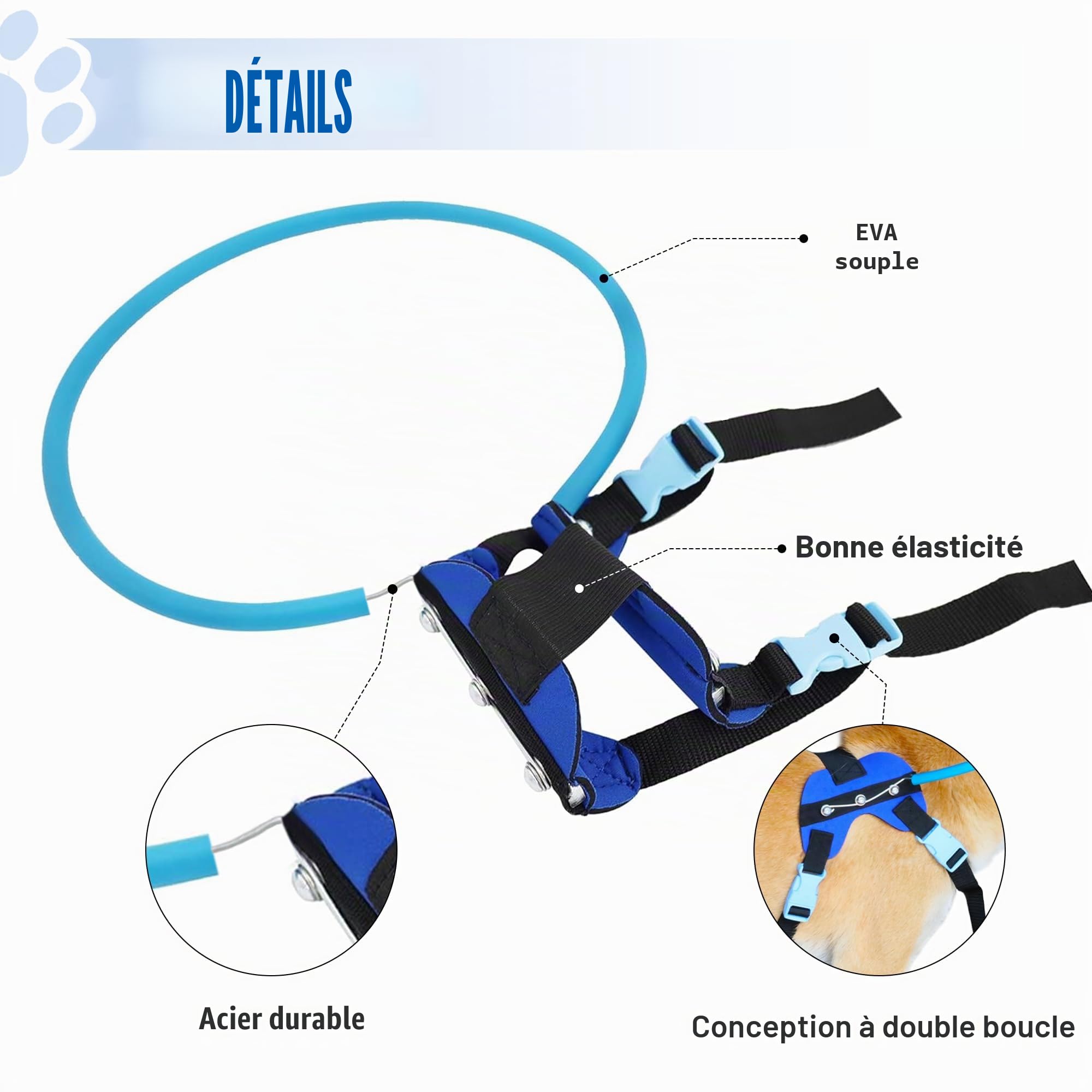 Harnais Halo pour Chien Aveugle, Collier Halo de Protection pour Chiens Aveugles, Harnais de Renforcement de Confiance Dispositif de Guidage, Accessoires pour Chiens Aveugles, Moyen