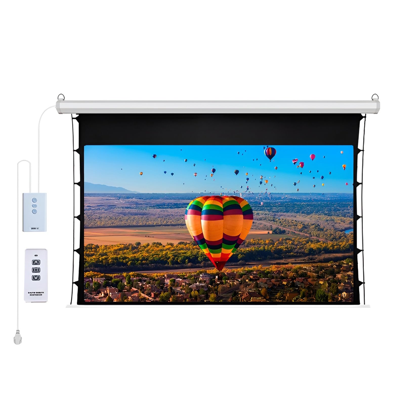 Zmotoryzowany Ekran Projekcyjny z Pilotem, 16:9 4K HD po Przekątnej Ściany/Sufitu do Kina Domowego Biuro Classroom TV(100 inch)