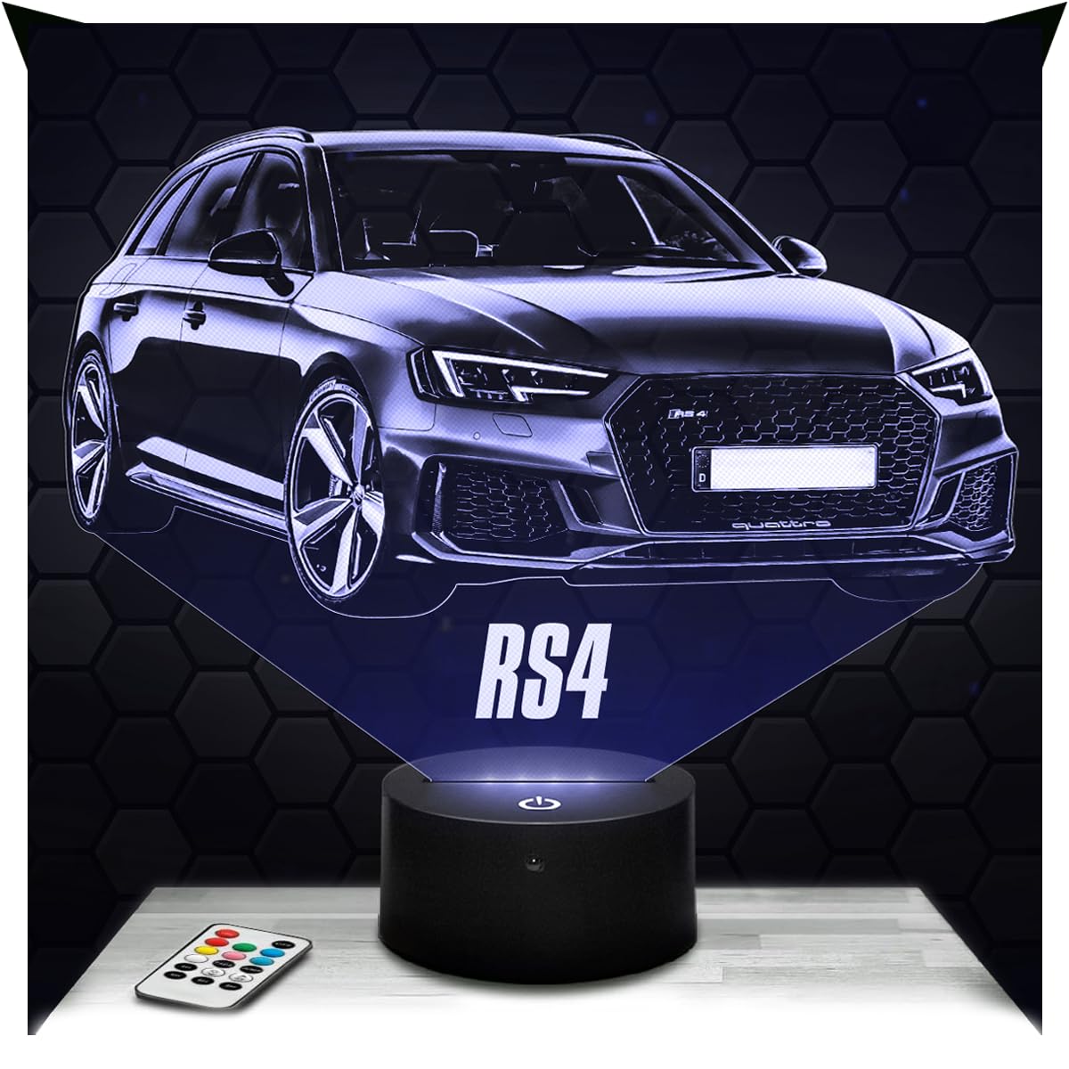 Nachttischlampe RS4 Miniatur-Sammlungsdekoration, Geschenkidee für Männer, Auto-Nachtlicht für Erwachsene, Schlafzimmer Deko, originelles für RS4-Fans