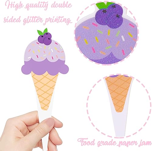 Miniatura 3 de 48 adornos para cupcakes de helado de verano, selecciones de pastel de cumpleaños, decoraciones de fiesta de helado para dulces temas de verano,