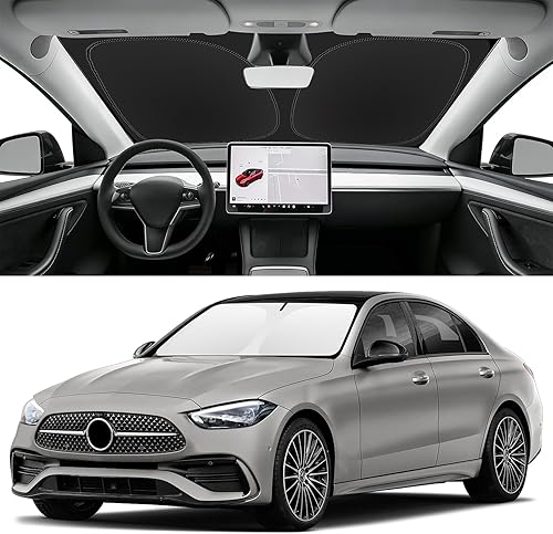 Miniatura 39 de Parasol de parabrisas de ajuste personalizado para Nissan Titan 2017-2024, bloquea los rayos UV y el calor, parasol de ventana delantera, fácil