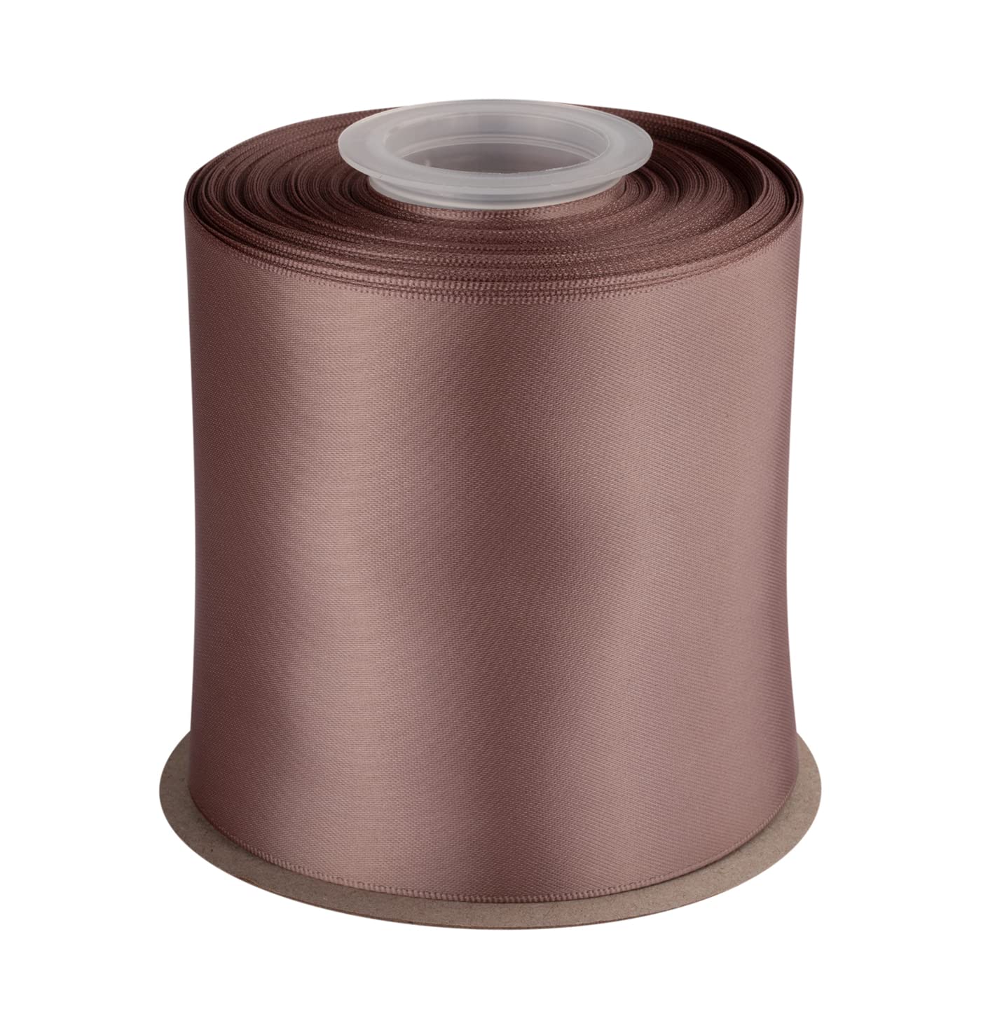 Dwustronna satynowa wstążka, 100 mm x 22 m, solidna poliestrowa wstążka rzemieślnicza, idealna do pakowania prezentów, rękodzieła, dekoracji ceremonii ślubnej, aranżacji kwiatowych, szycia (czekoladowa wiórka)