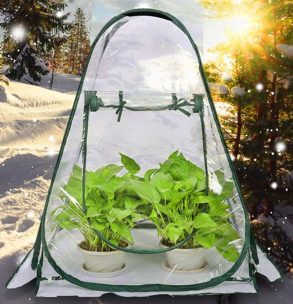 Mini Serra da Giardino Pieghevole, Piccola Copertura per Serra da Cortile in PVC per Interni, Copertura in plastica Trasparente, per piantine di floricoltura, 70 x 70 x 80 cm
