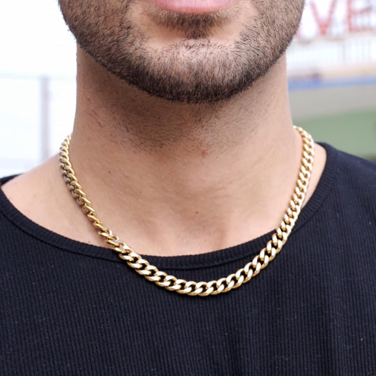 Silver Chain Necklace for Men Women: 3/4/6/10mm Italian Two Tone Cuban Link Black/Blue Silver Chain for Men - Necklace Chain Diamond Cut Stainless Steel Chain Necklace for Men 18/20/22/24/26inch - Image 4