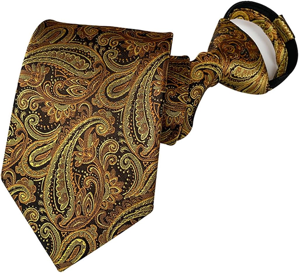 Men's Lot 6 PCS Classic Zipper Ties Pretied Stripes Necktie, Adjustable Paisley Woven Silk Tie Set for Business Wedding - Image 5