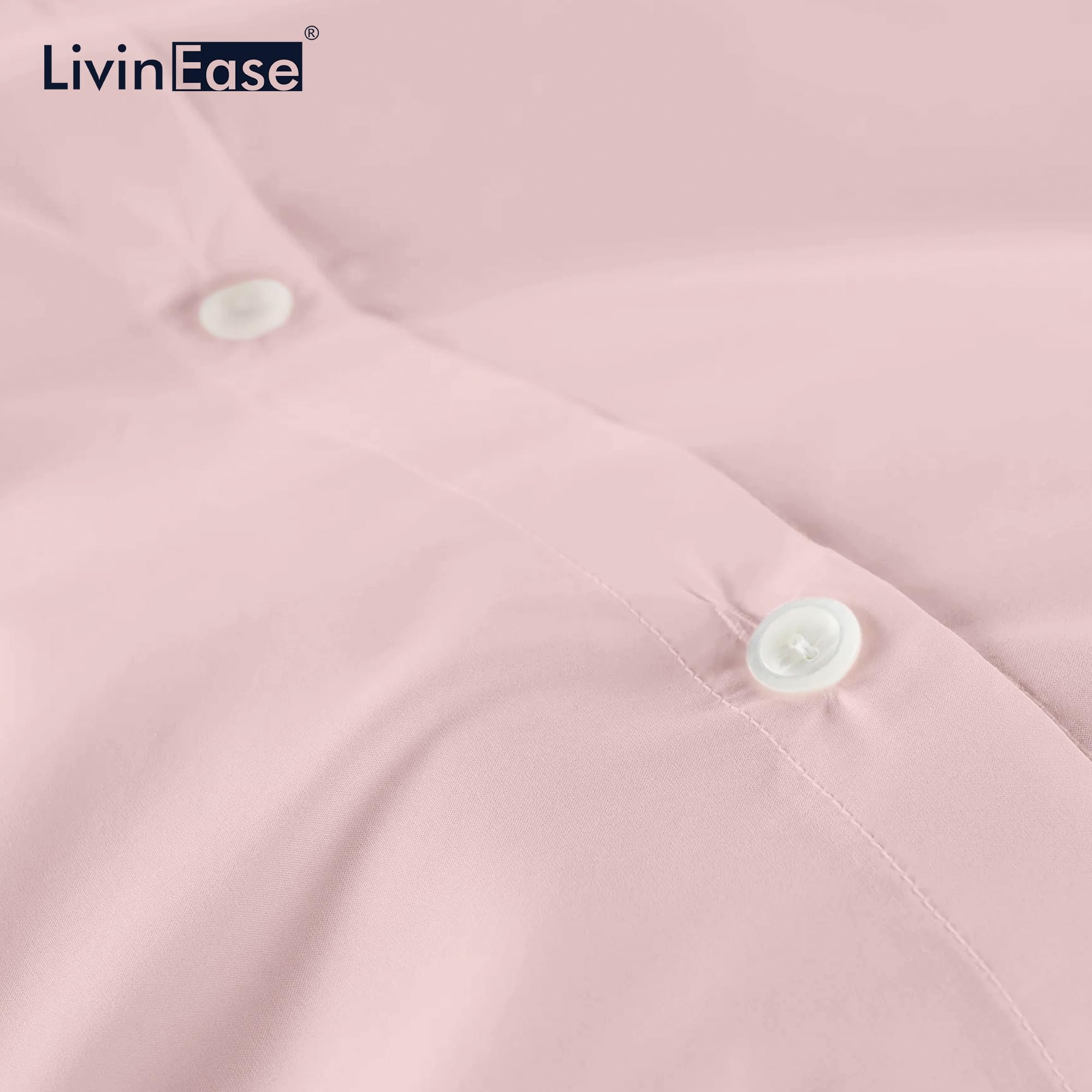 LivinEase Set Copripiumino Singolo - Copripiumino 135x200 cm con 1 Federa 80x80 cm in Microfibra Monocromatico in Colori Solid Dyed, Morbido ed Ipoallergenico (Rosa)