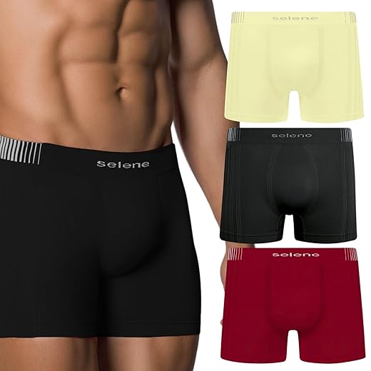 Kit 3 Cuecas Boxer Selene Sem Costura Dry Fast Esportiva Cós 40mm Box Masculina