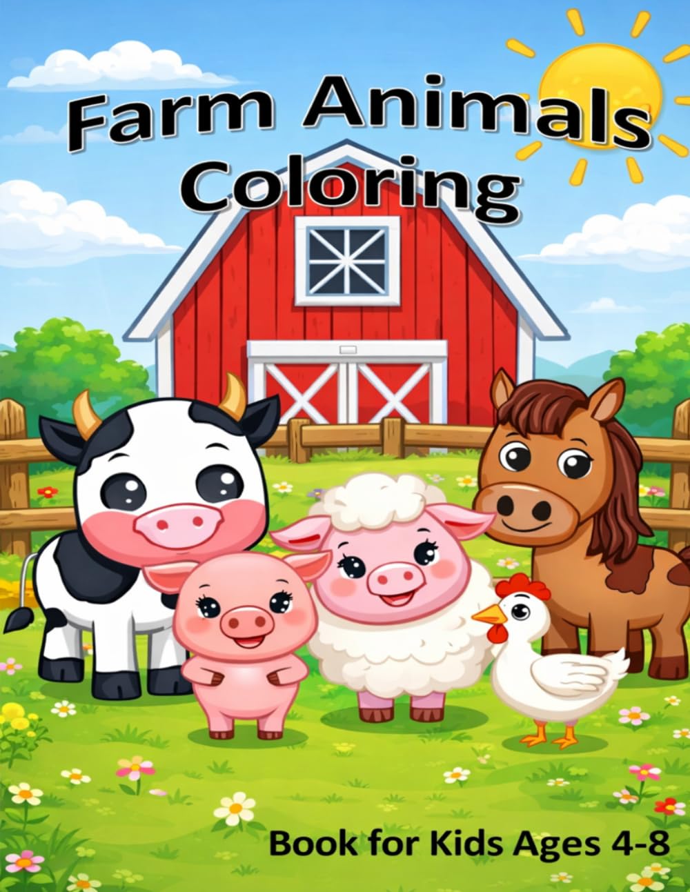 Farm Animals Coloring: Book for Kids Ages 4 – 8