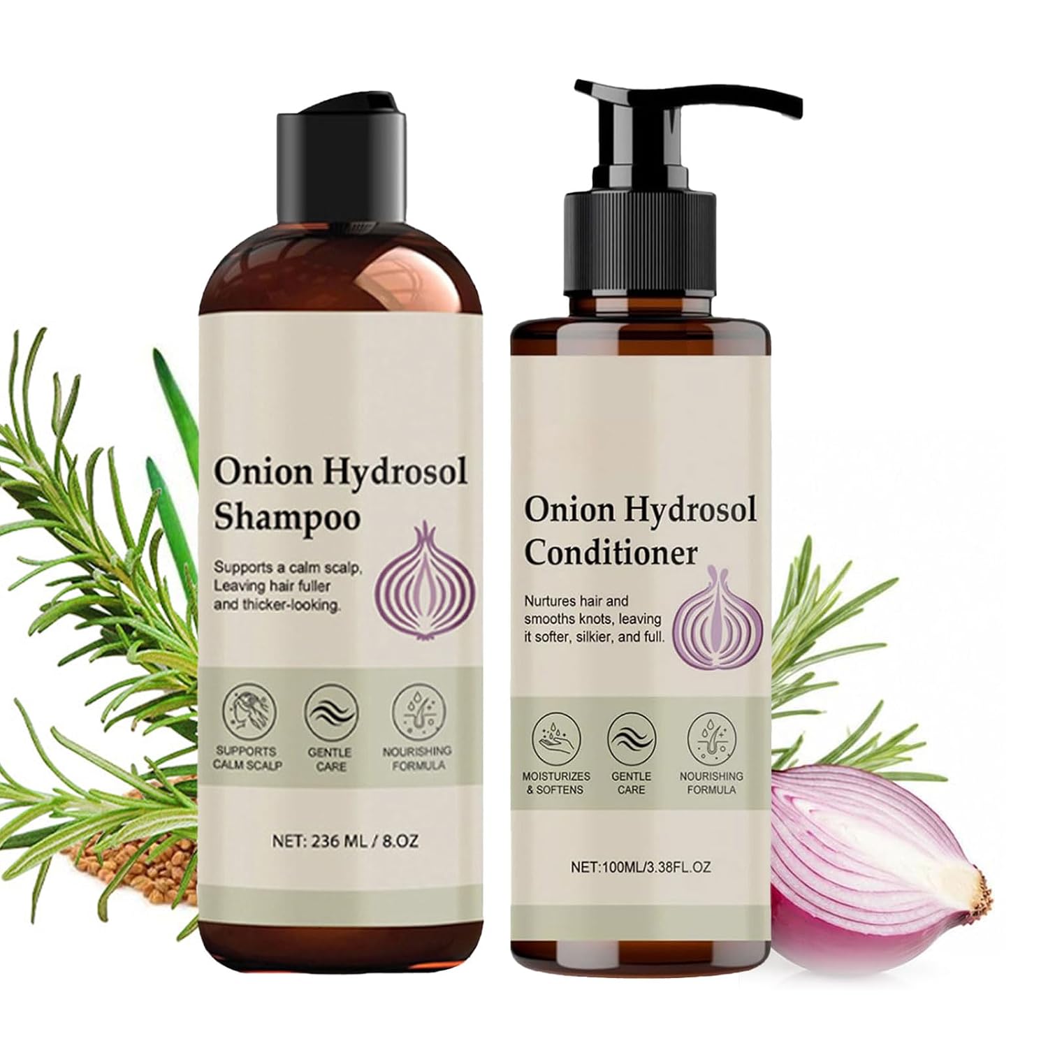 Onion Hydrosol Shampoo for Hair Growth, 2026 New Onion Hydrosol Shampoo And Conditioner, Organic Hair Loss Treatment for Men and Women, Suitable for all hair types (B)
