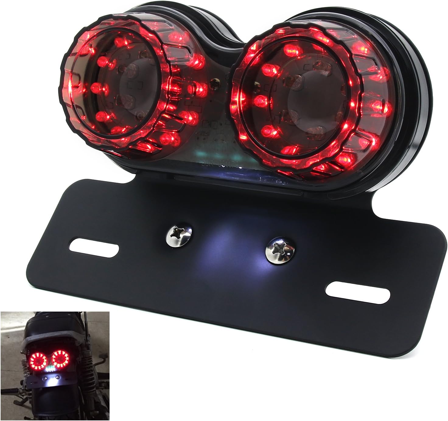 Motorcycle LED Stop Brake License Plate Tail Light for Cafe Racer
