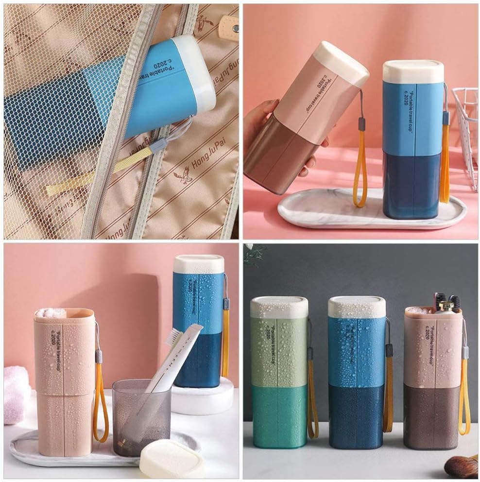 Cabilock Portable Toothbrush Storage Box Toothpaste Holder Travel Size Toothbrush Case Portable Gargle Cup